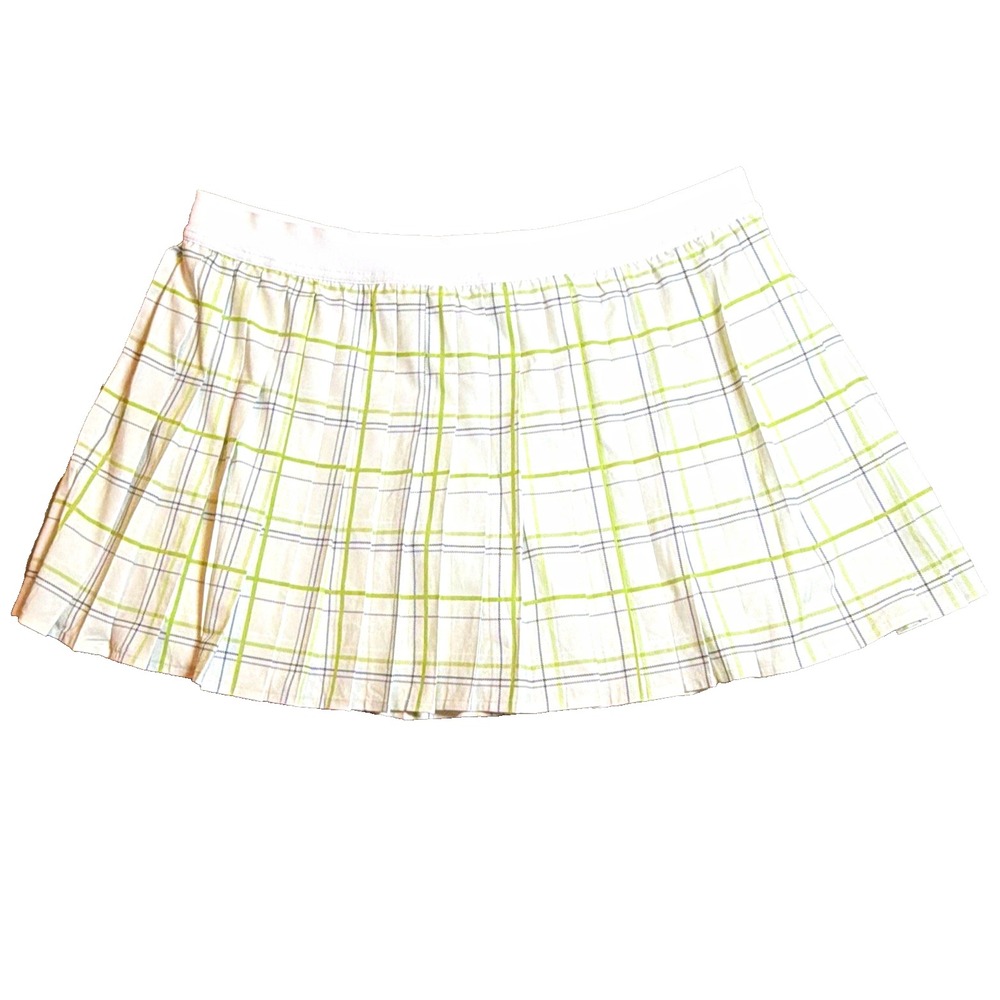 lululemon Women's 14 Pleated Tennis Golf Skort White Green Plaid Athletic
